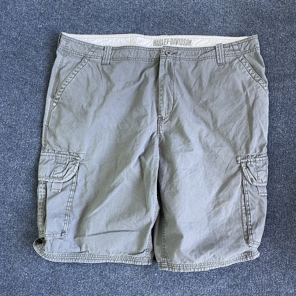 Harley-Davidson Cargo Shorts Mens 42 Gray Cotton Utility Pockets Biker 11 Inseam
